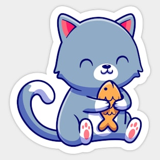 Kitty with Snack Sticker